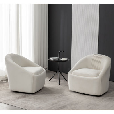 Arrun 28" W Velvet Swivel Barrel Chair by Wade Logan