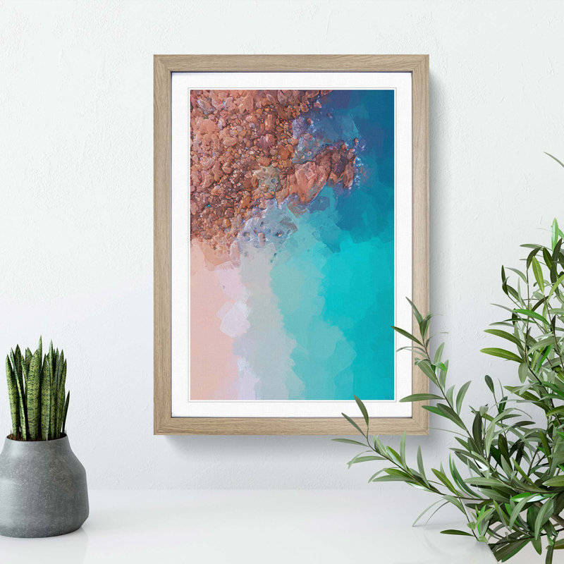 View of Shek O Beach in Hong Kong in Abstract - Picture Frame Graphic Art Print, 50cm H x 35cm W x 2cm D, Oak