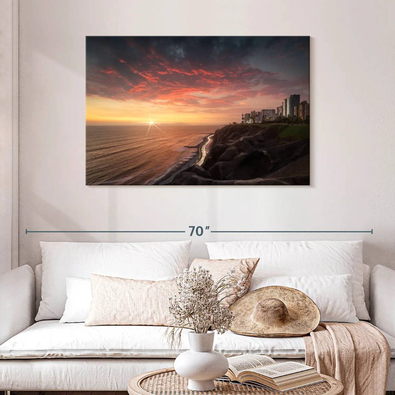 Paysage coucher de soleil Gillard Miraflores, H 30 po x l 45 po