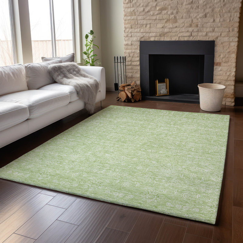 Premium Machine Washable Prisco Aloe Rug, Rectangle 10' x 14'