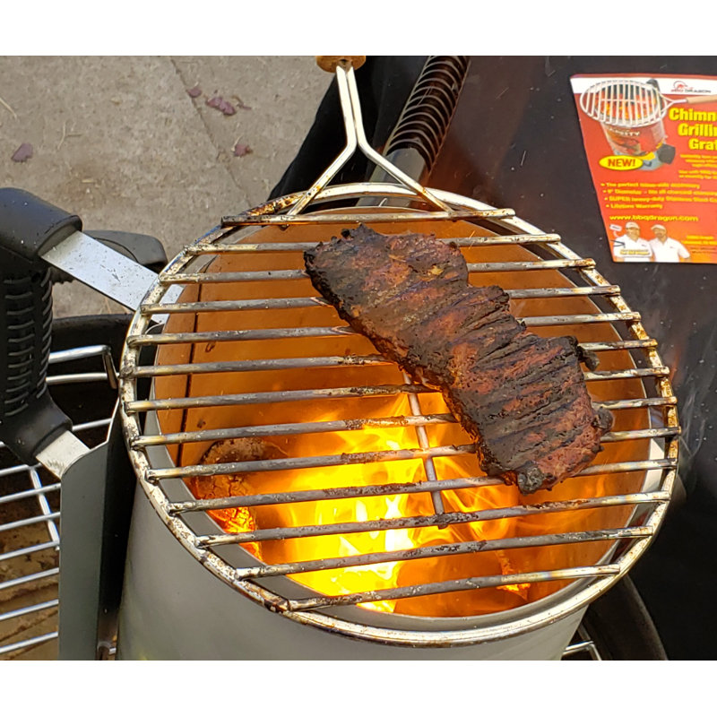 Stainless Steel Charcoal Chimney Grill Rack with Wood Handle