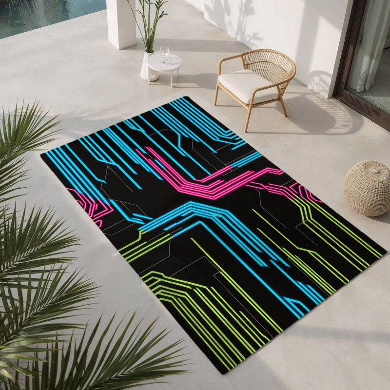 Tapis intérieur et extérieur Cybernetic Grid, Rectangle 1 pi 6 po x 2 pi 6 po