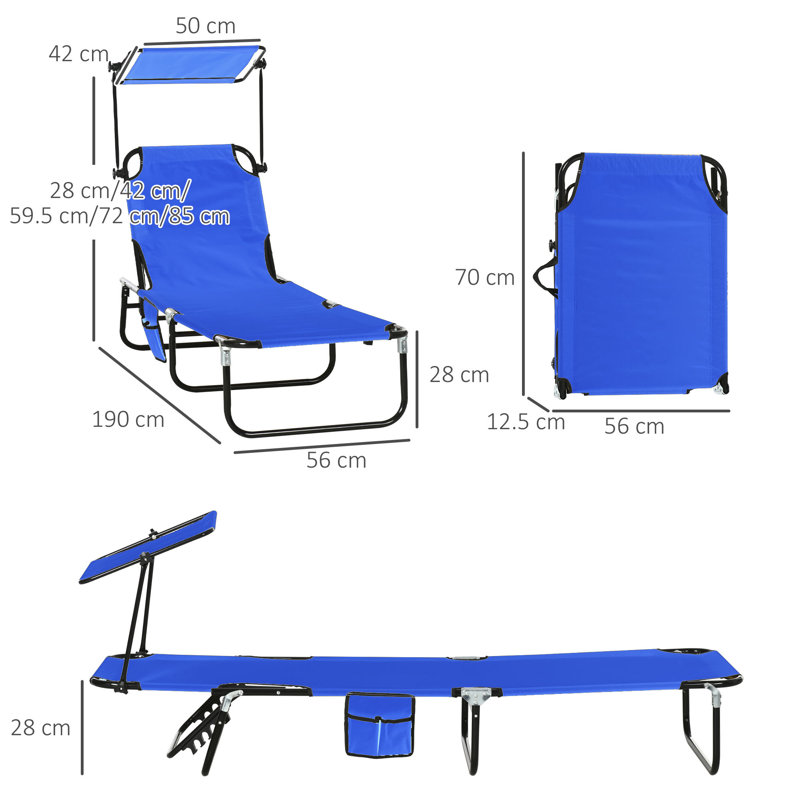 190cm Long Chaise Lounge Set, Blue