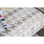 Repose-pieds carré en tissu d'ameublement de style transitionnel gris clair
