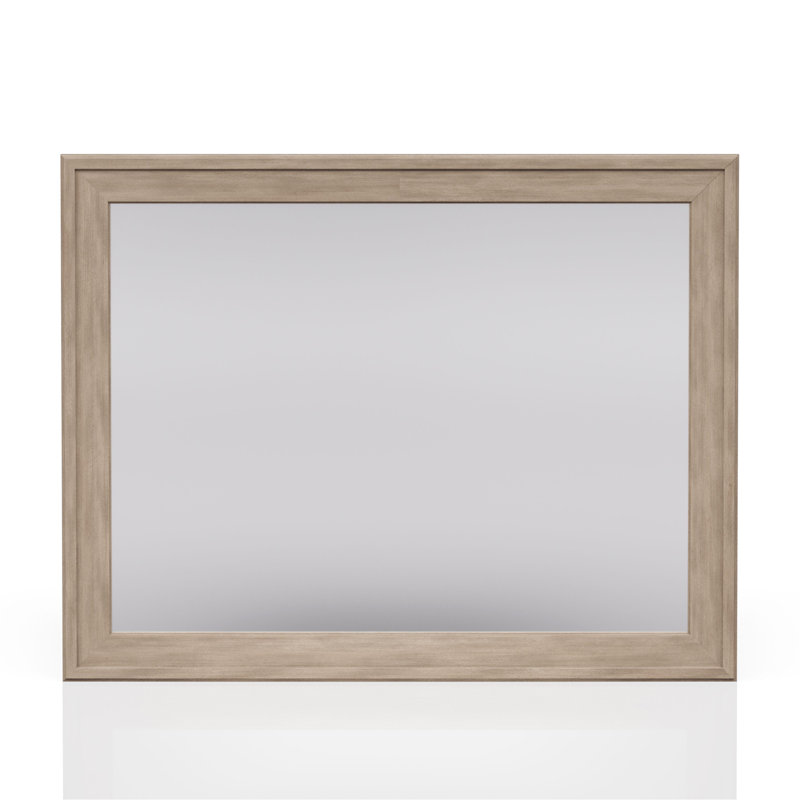 Miroir rectangulaire en bois couleur sable
