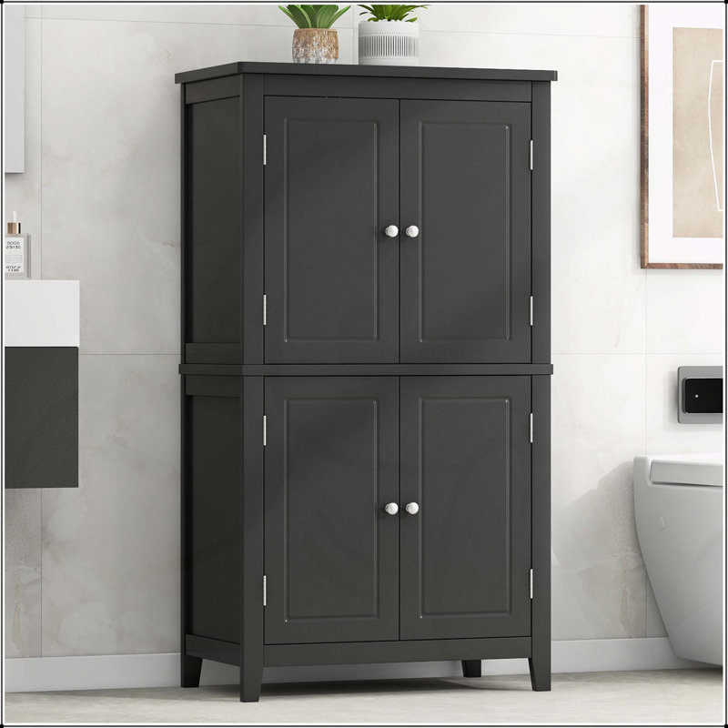 Versatile Freestanding Bathroom Cabinet With Multiple Features For Optimal Storage, Black