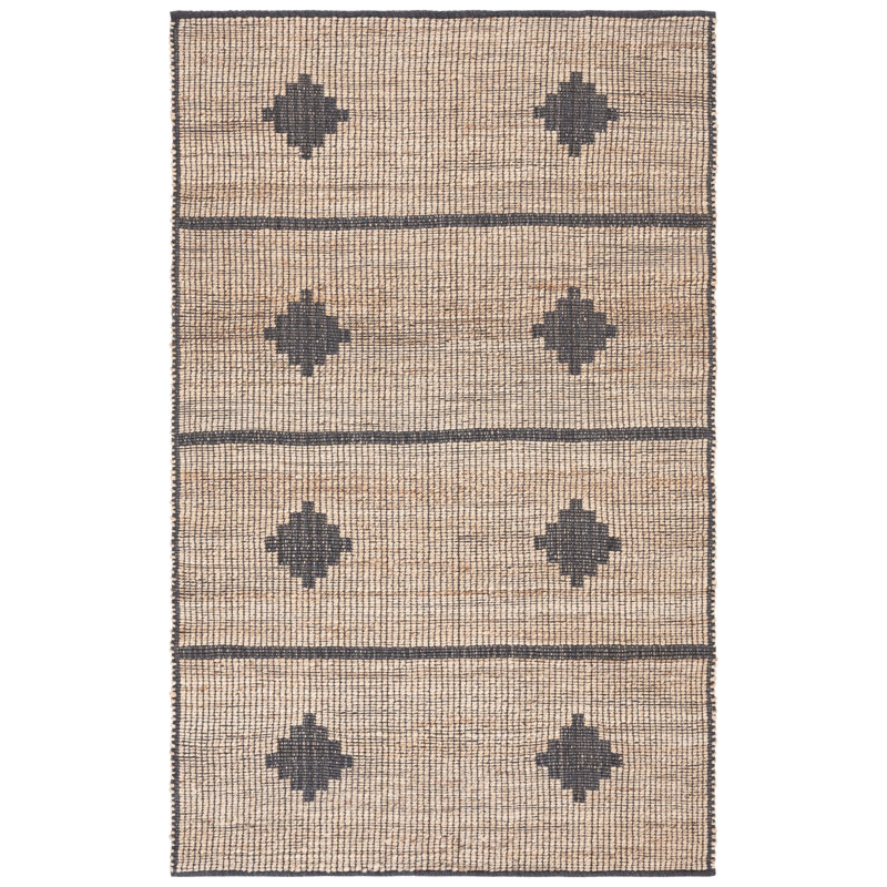 Kirtana Southwestern Hand Flatweave Jute/Sisal Area Rug in Gray/Natural, Rectangle 4' x 6'