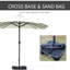 Parasol double face de 4,57 m (15 pi) - Acier rectangulaire beige, résistant aux intempéries, manivelle facile, protection solaire pour terrasse et piscine, baleines, montage facile