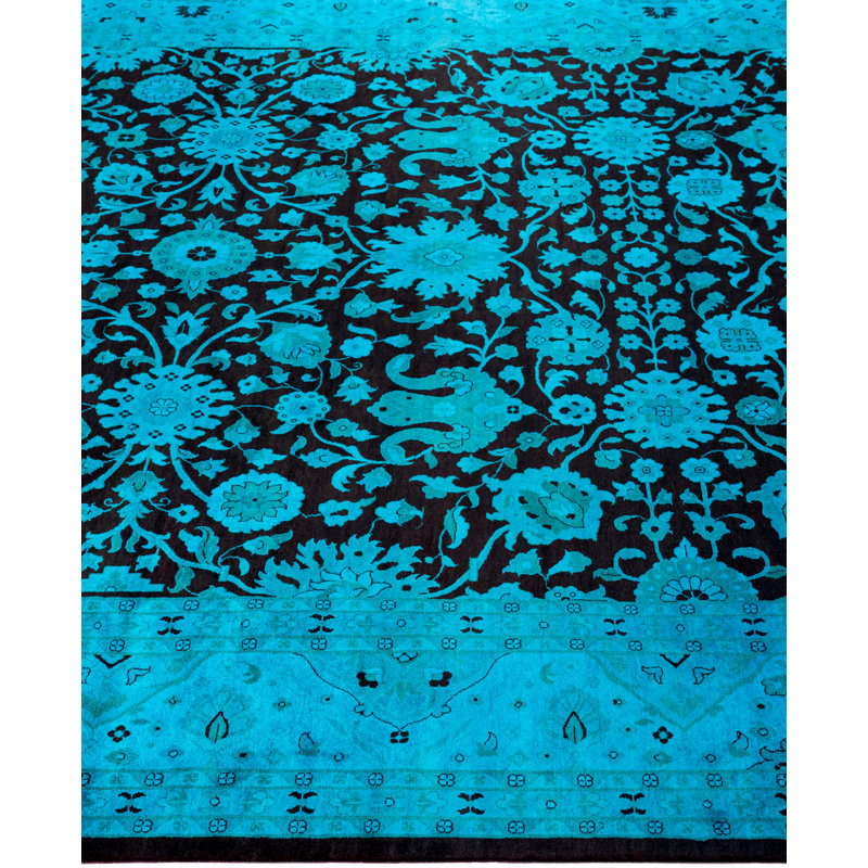 Overdyed Hand-Knotted Wool Modern-Contemporary Green Area Rug 8' 3" x 10' 4"
