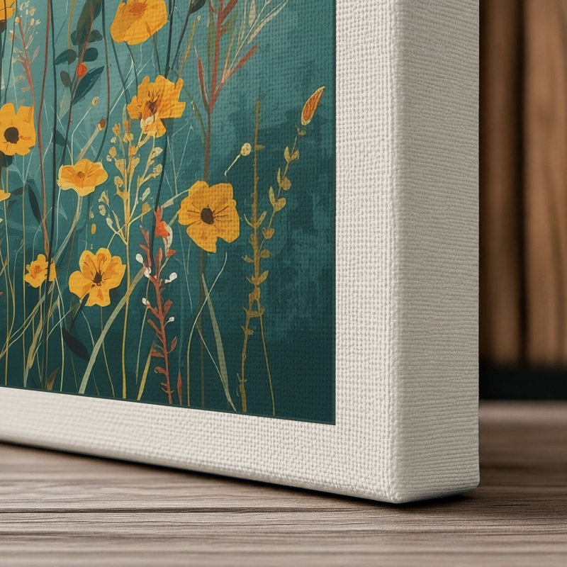 Wildflower Meadow Botanical - Wrapped Canvas, 30x20 - 76.2 x 50.8 cm, Cream Border