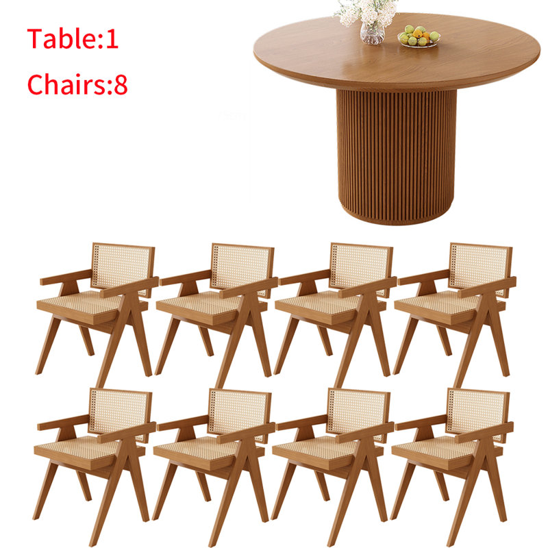 Ensemble de table de salle à manger en bois massif de style japonais, H 29,5 po x L 55 po x l 55 po