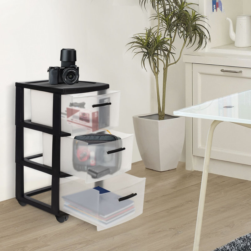 3-Drawer Storage Cabinet in Black, 3