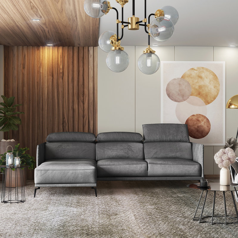 Beaman 4 Seater Corner Sofa , Left Hand Facing, Light Grey