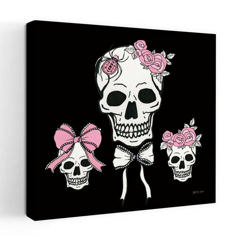Coquette Skulls, art contemporain, H 18 po x l 18 po