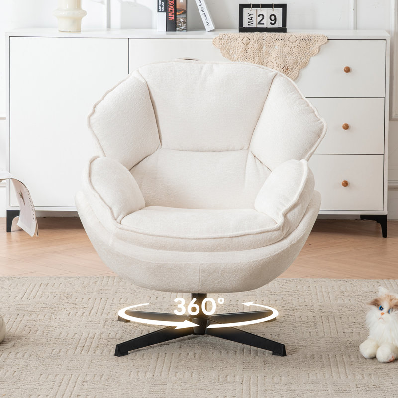 Fauteuil d'appoint pivotant rembourré et capitonné, Beige