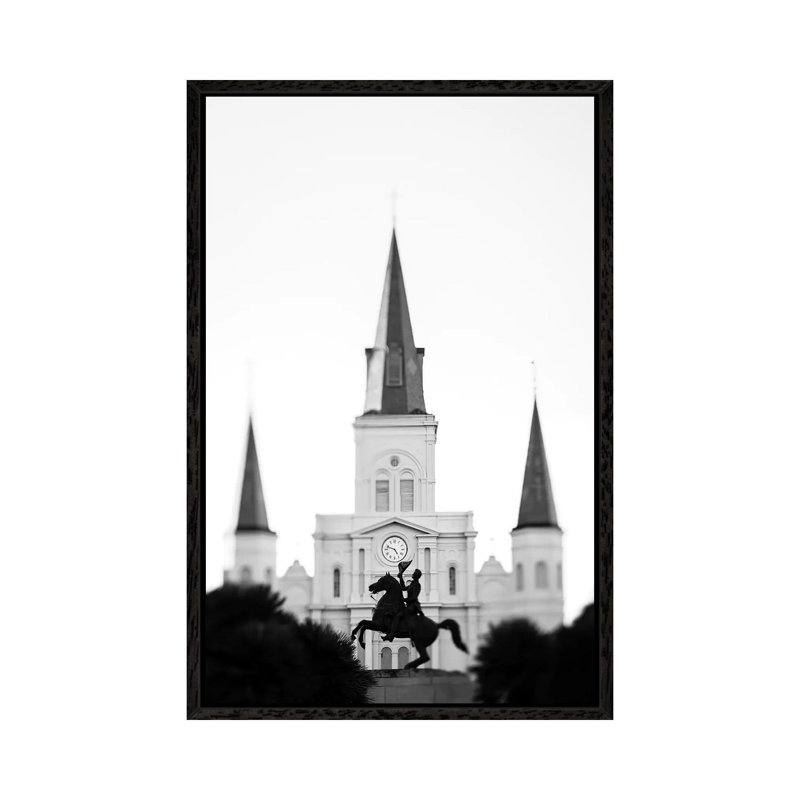 Jackson Square New Orleans by Ann Hudec - Print on Canvas, Black Framed, 66.04cm H x 45.72cm W x 3.81cm D