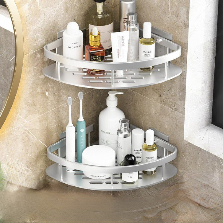 Adhesive Shower Caddy Basket Bathroom Shelf Organiser Wall Mounted