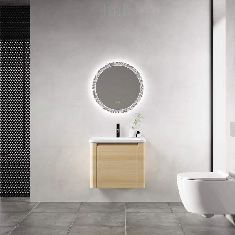 Meuble-lavabo mural de 24 po avec lavabo en céramique, porte à fermeture en douceur et beaucoup de rangement pour les salles de bain modernes