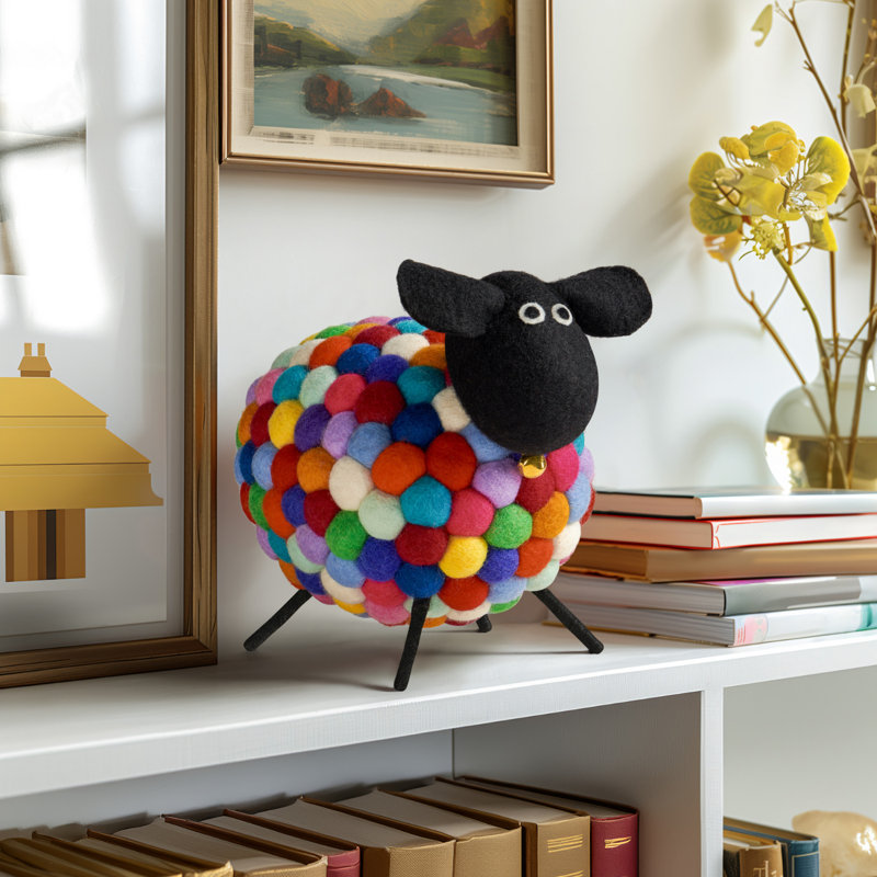 Figurine animalière multicolore en laine MODWOOL - 9 pouces, H 9 po x l 7 po x P 10,5 po, Vert / Rouge / Jaune
