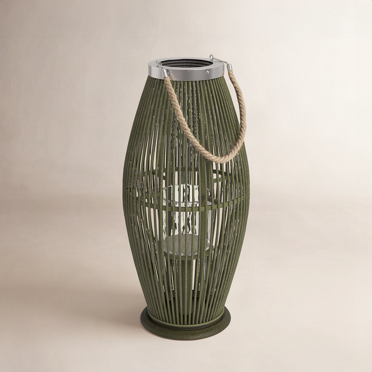 Bamboo Lantern Candle Holder, 23.2" H x 11.4" W x 11.4" D