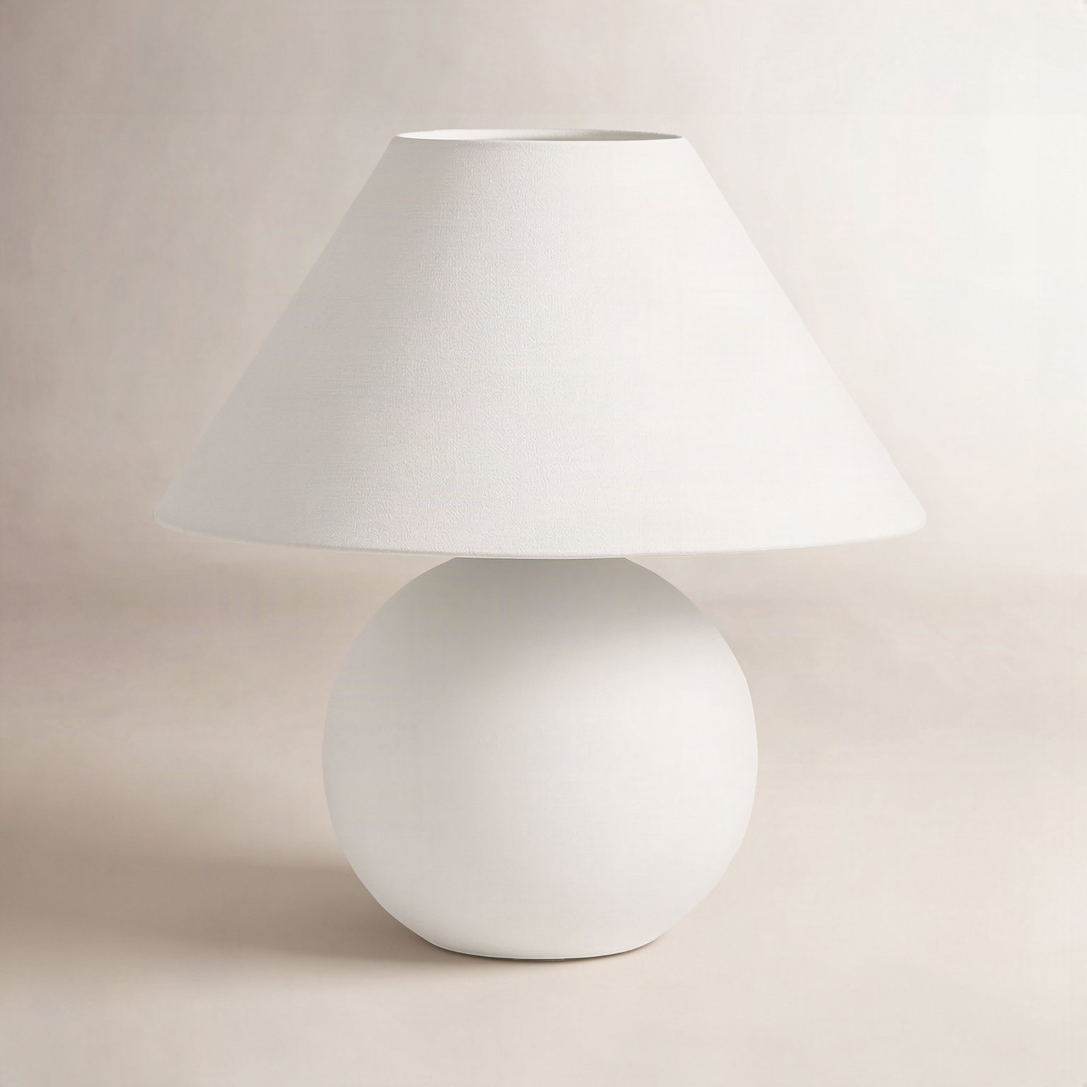 Chemise Ceramic Table Lamp, White, Classic Empire