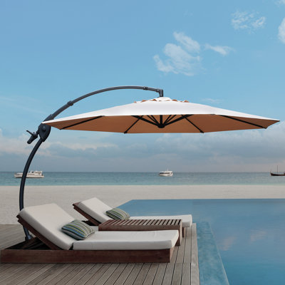 Furio 11 Ft Aluminum Offset Patio Cantilever Umbrella with Base