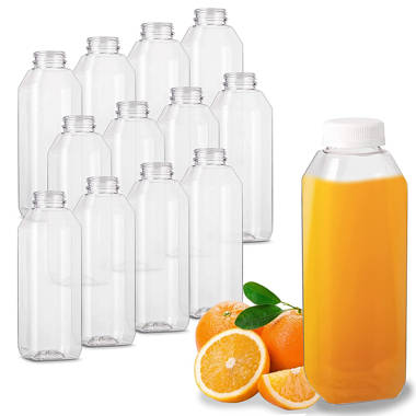 16oz Empty Clear Plastic Juice Bottles with Tamper Evident Caps
