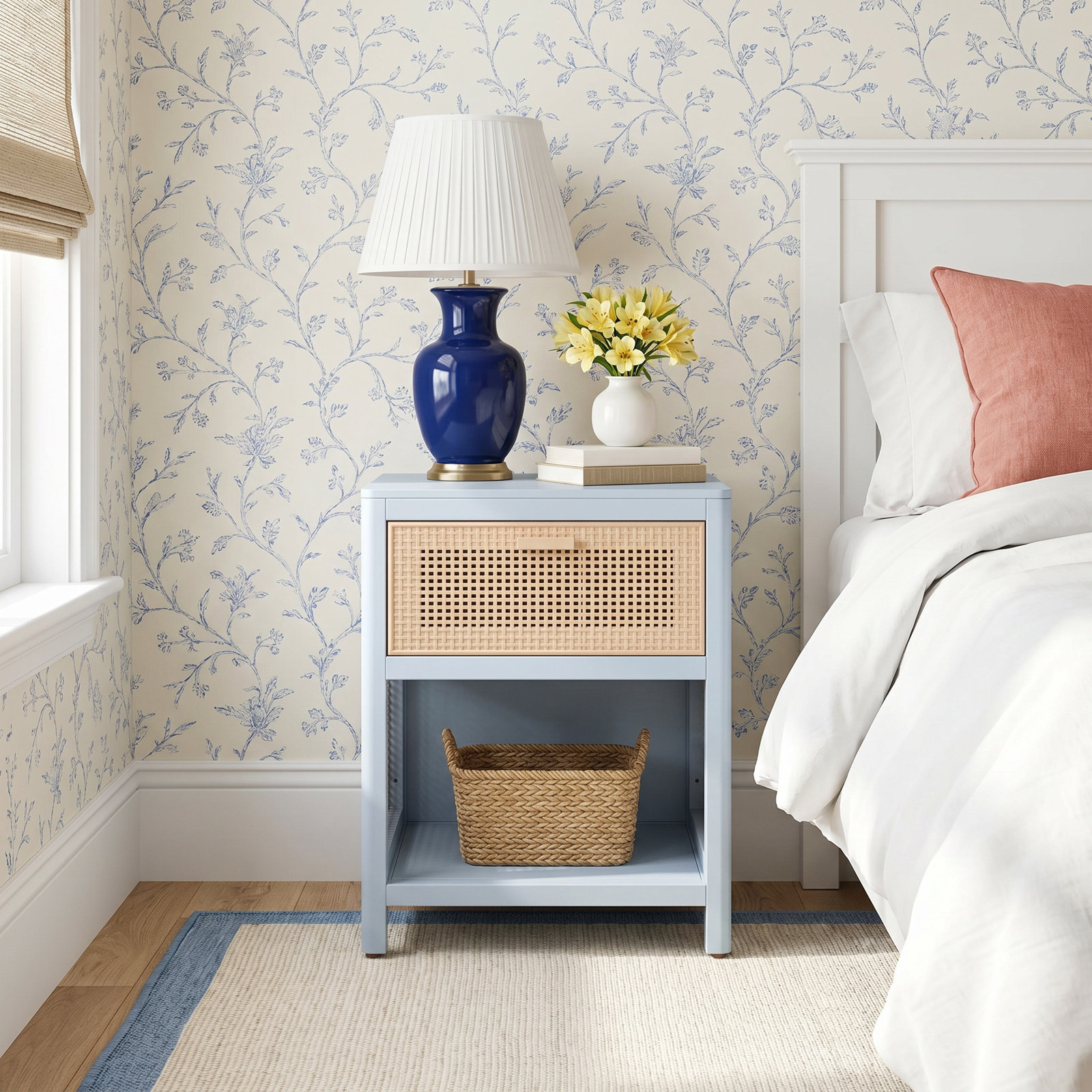 Epaulette Mahogany Nightstand, Gray