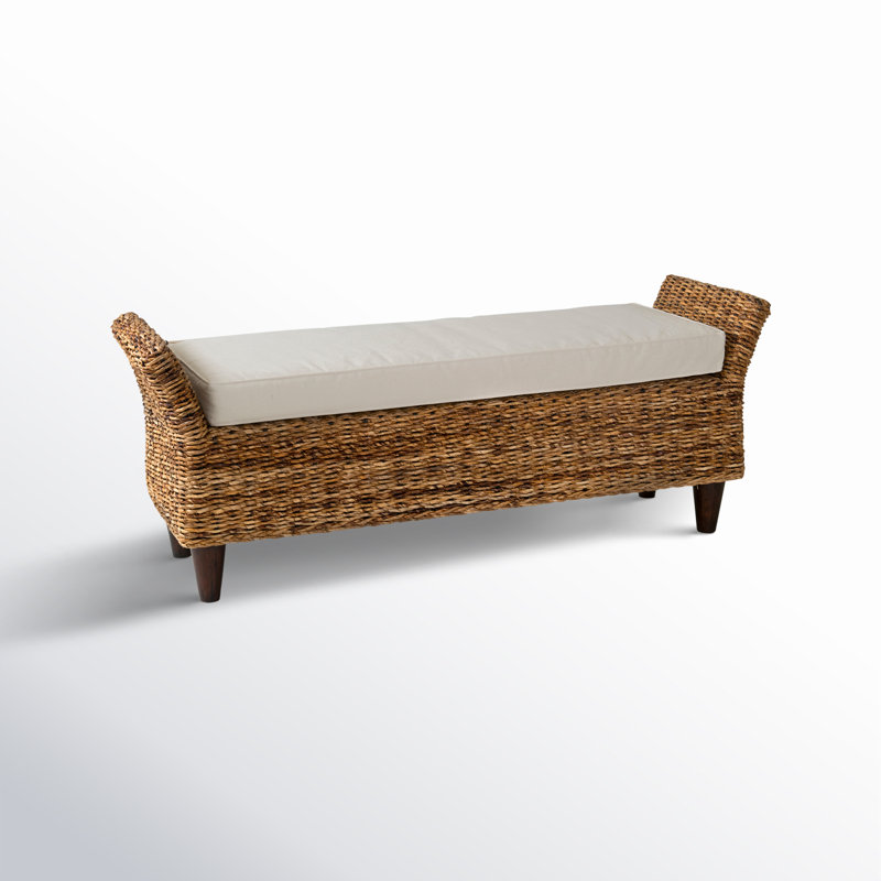 Calne Upholstered Wicker Bench
