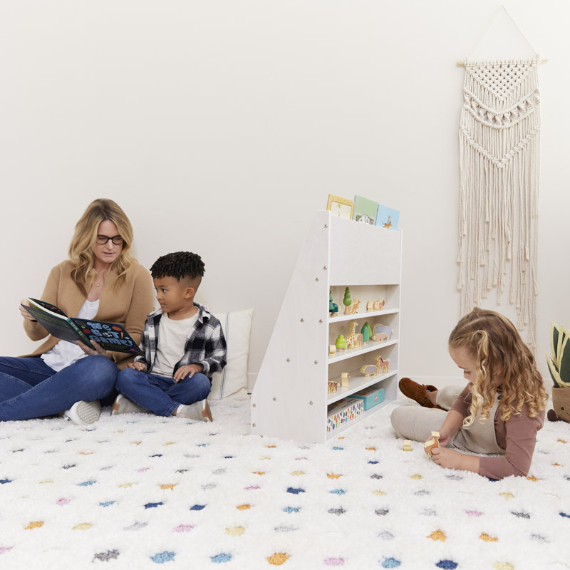 White Birch Wood Kids' Freestanding Book Display with Storage