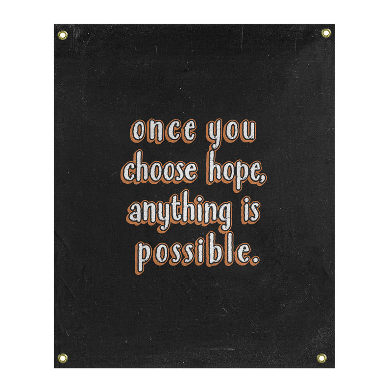 Tapisserie tableau noir en polyester, citation d’espoir, H 36 po x l 26 po, Orange