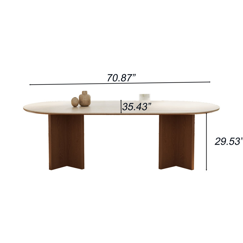 Modern 71" Rectangular Dining Table for 6, Solid Wood Legs, Stone Table-top