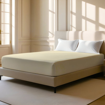 400TC Sateen Solid Cotton Fitted Sheet Fits Upto 8" Deep Pocket