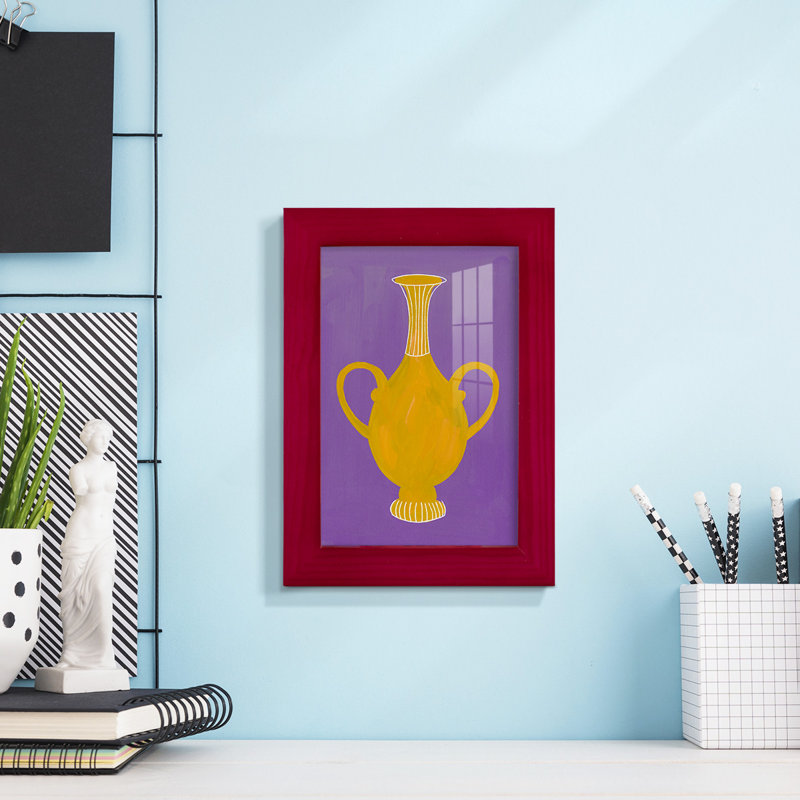Vase néon Bethzy II encadré sur papier, Rouge, H 6 po x l 4 po x P 1 po