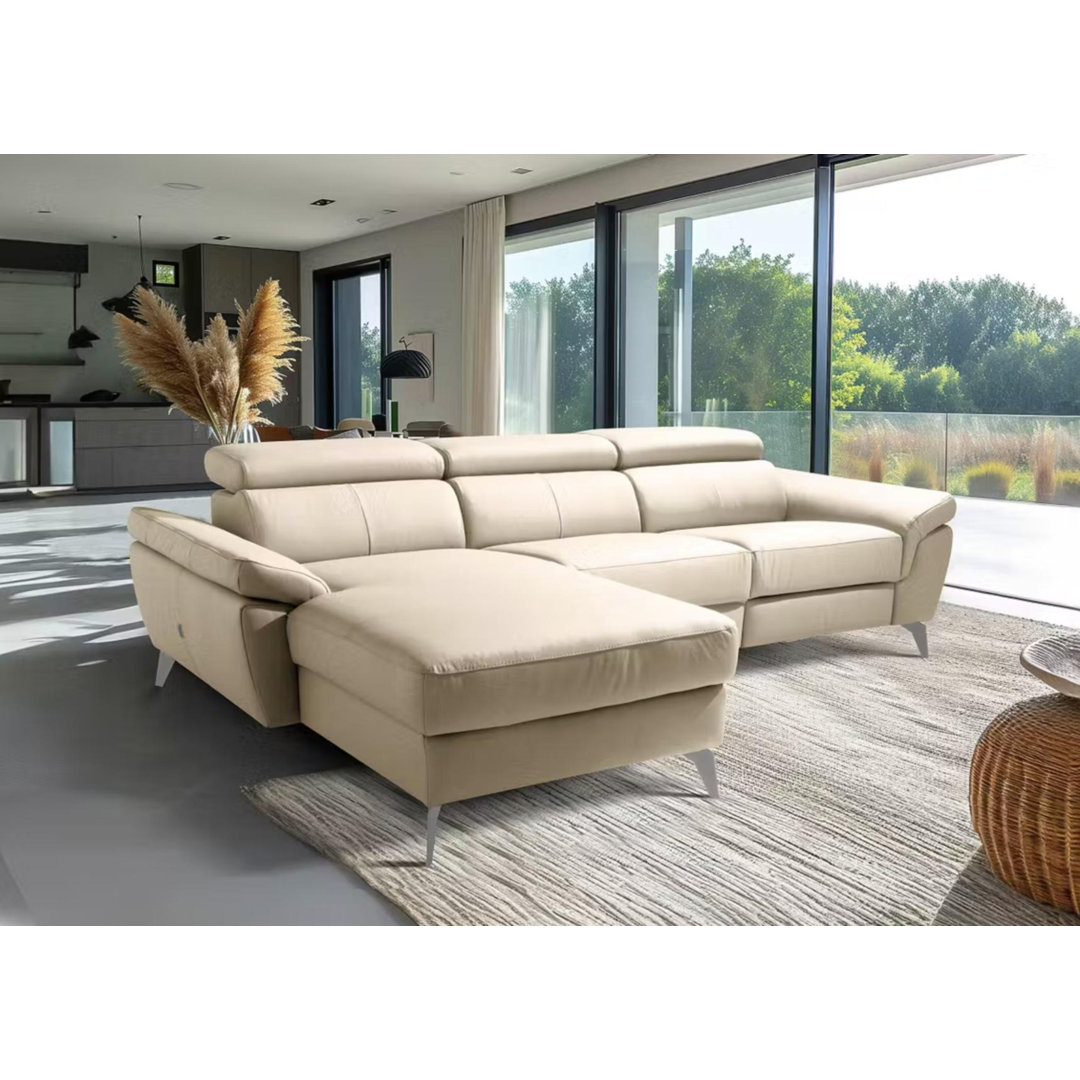 Milton Keynes Italian Leather Electric Reclining Corner Sofa with Adjustable Headrests and Adjustable Armrests