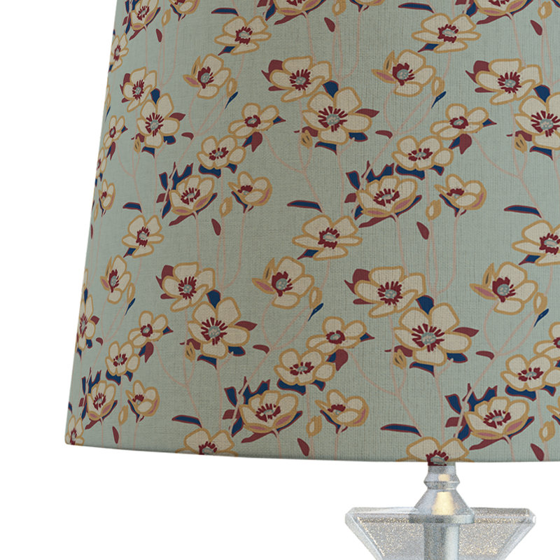 Floral Drum Lampshade In Buttercup, Green;Beige, 10" H x 12" W x 12" D