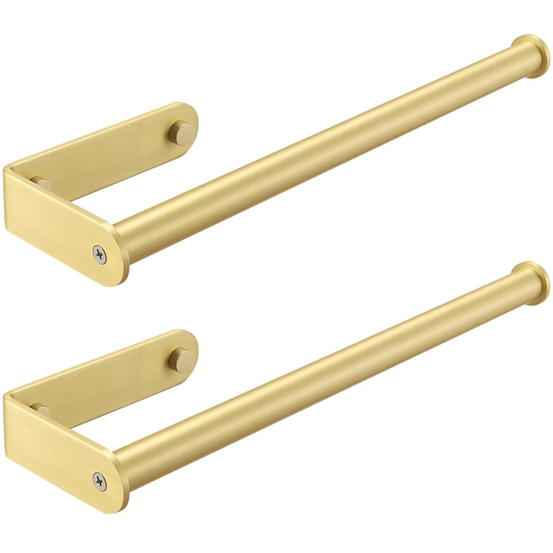 Metal Drill / Screw Paper Towel Holder, Brushed Gold