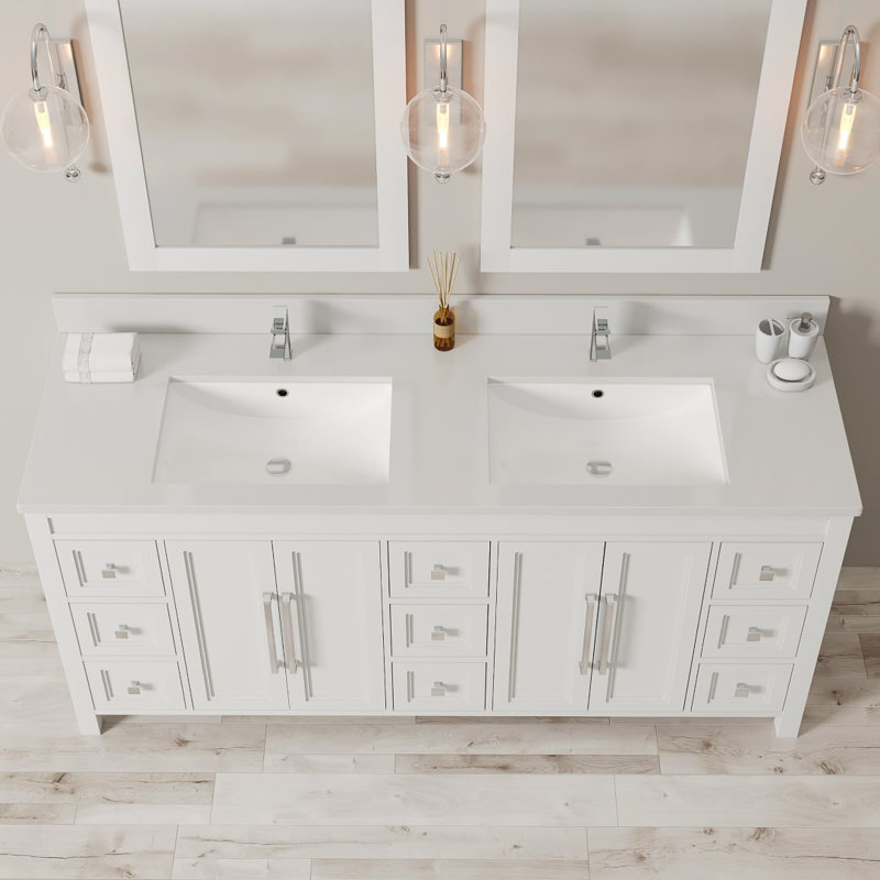 Meuble-lavabo Belluno 75 po Merelus, Blanc
