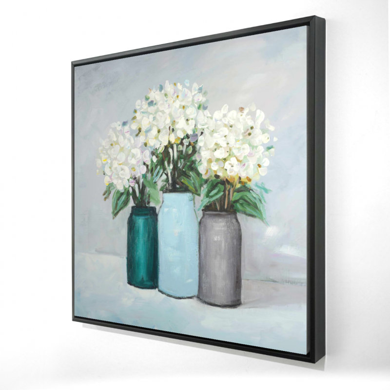 Hydrangea Flowers in Blue Vases - Blue American Canvas Decor