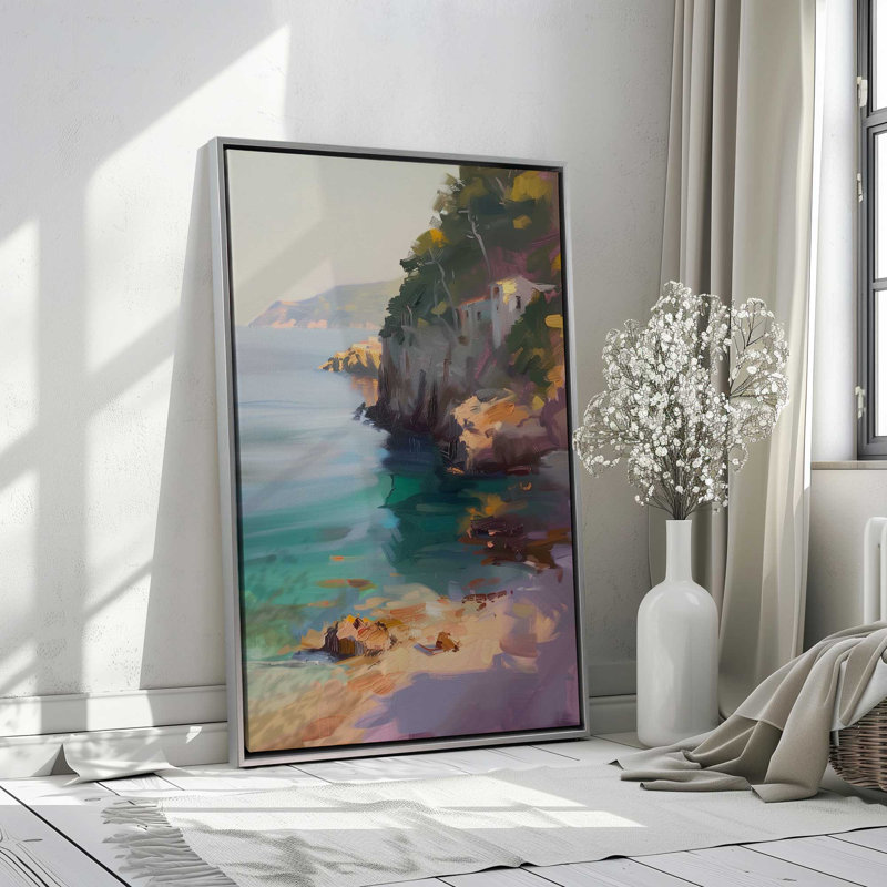 Amalfi Coastal Retreat, H 19 po x l 13 po, Cadre flottant, Or poli