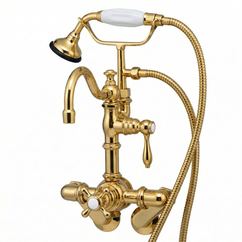 Robinet de baignoire mural thermostatique avec douchette (P1067) par Strom Living, Laiton ultra enduit