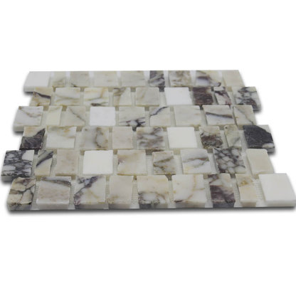 Scarpa 12"x12" Marble Mosaic Tile in Calacatta Violet