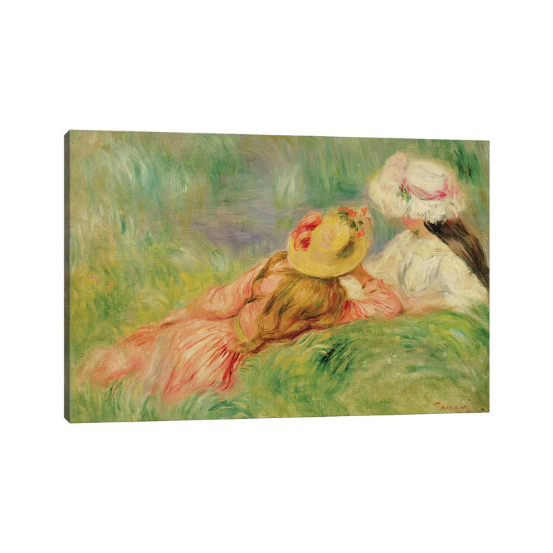 Young Girls On The River Bank by Pierre-Auguste Renoir - Wrapped Canvas Gallery-Wrapped Canvas Giclée