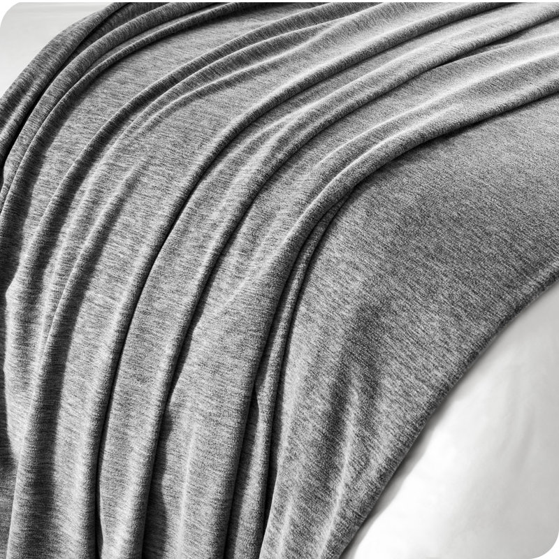 Heather Light Grey Reversible Polar Fleece Throw Blanket