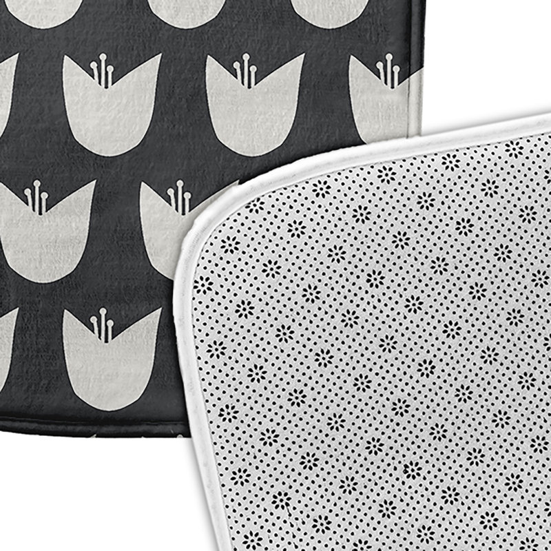 Tapis de bain Flower Power, L 21 po x L 34 po, Gris