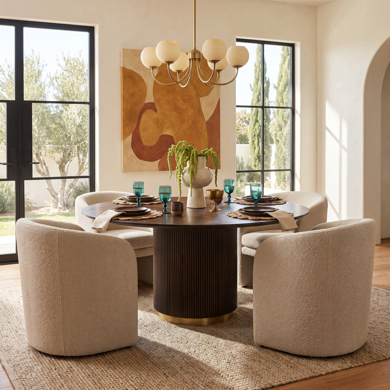 Rylee Modern Dining Table, Black/Gold, Brown