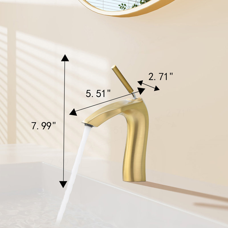 Robinet de lavabo à poignée simple en or brossé, Or brossé