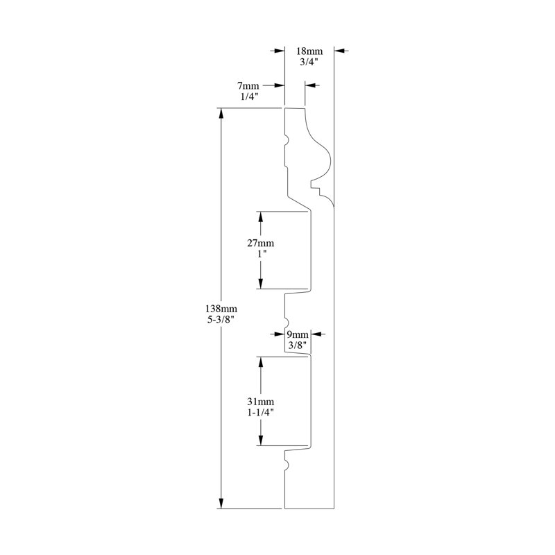3/4 in D x 5-3/8 in W x 78-3/4 in L Primed White High Impact Polystyrene Baseboard Moulding