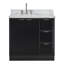 Ensemble de meuble-lavabo simple 36 po en bois massif avec plateau en marbre de Carrare 1,5 po, gauche décalé, lavabo ovale-292796641-292796654-292796653