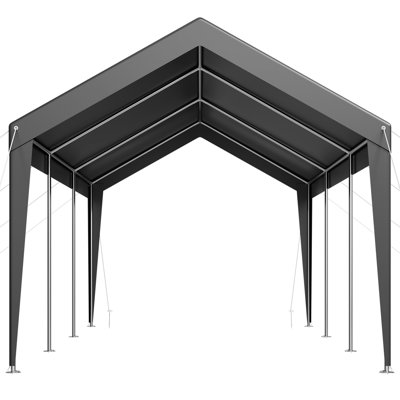 Auvent portatif pour voiture 10 X 20 pi - vos voitures et par mauvais temps, structure stable avec cordes élastiques Abri d'auto gris